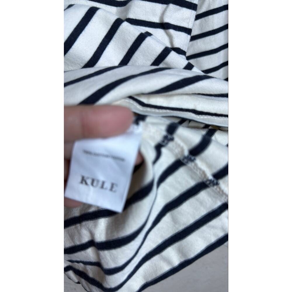 KULE Striped Long Sleeve Cotton Breton Top Ivory Navy Size M - Picture 8 of 10
